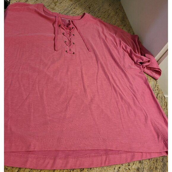 New? Lot of 2 Plus Size 26/28 Woman Within Stretch Shirt Short Sleeve Eyelet Tie - Picture 6 of 14